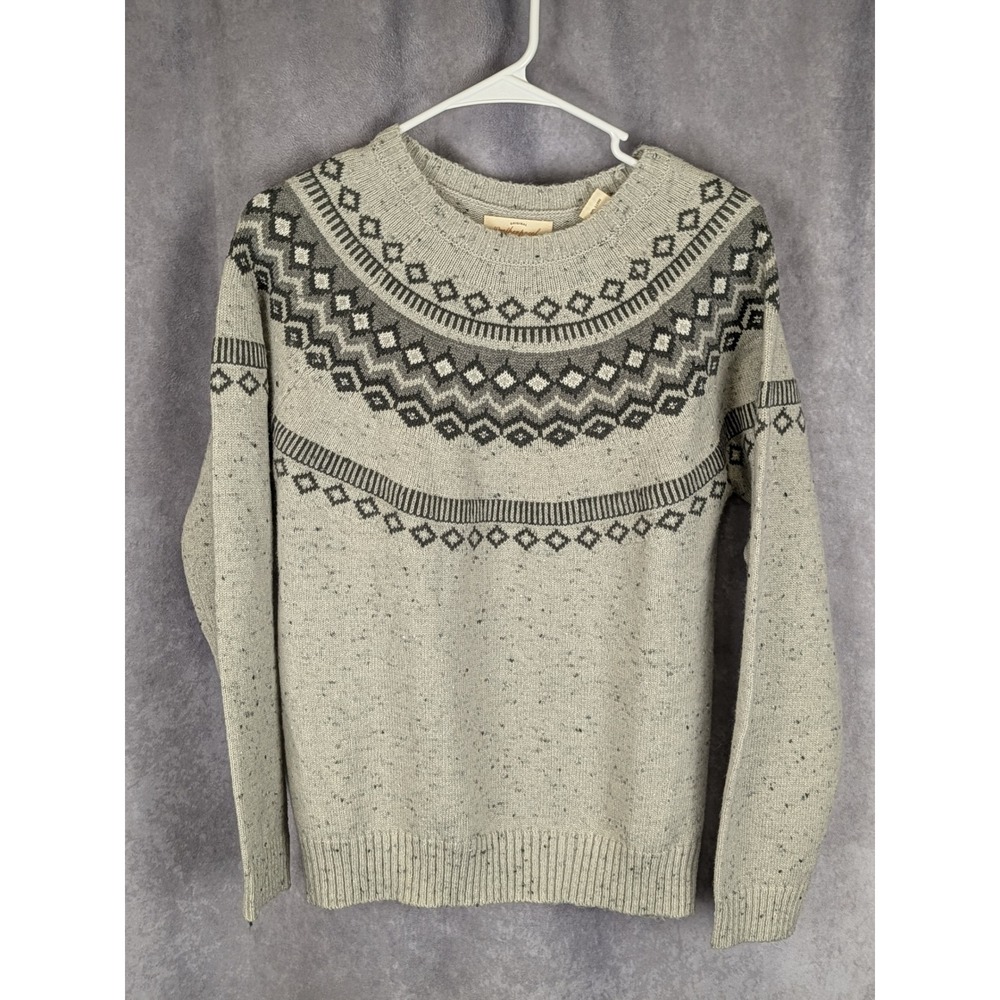 Weatherproof Vintage Mens Grey Fair Isle Crewneck Sweater Speckled Medium C50